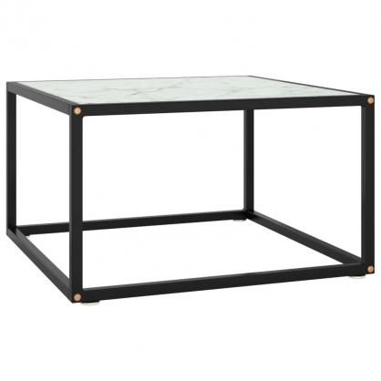 1 VidaXL Soffbord hrdat glas svart vit marmor glas 60x60x35 cm