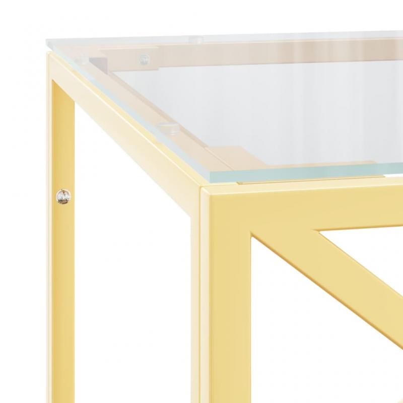 1 VidaXL Soffbord rostfritt stl guld och hrdad glas 110x45x45 cm