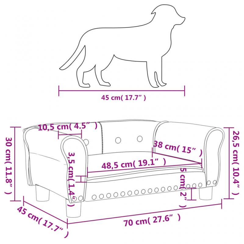 1 VidaXL Hundsng Hundbdd ljusgr 70x45x30 cm sammet