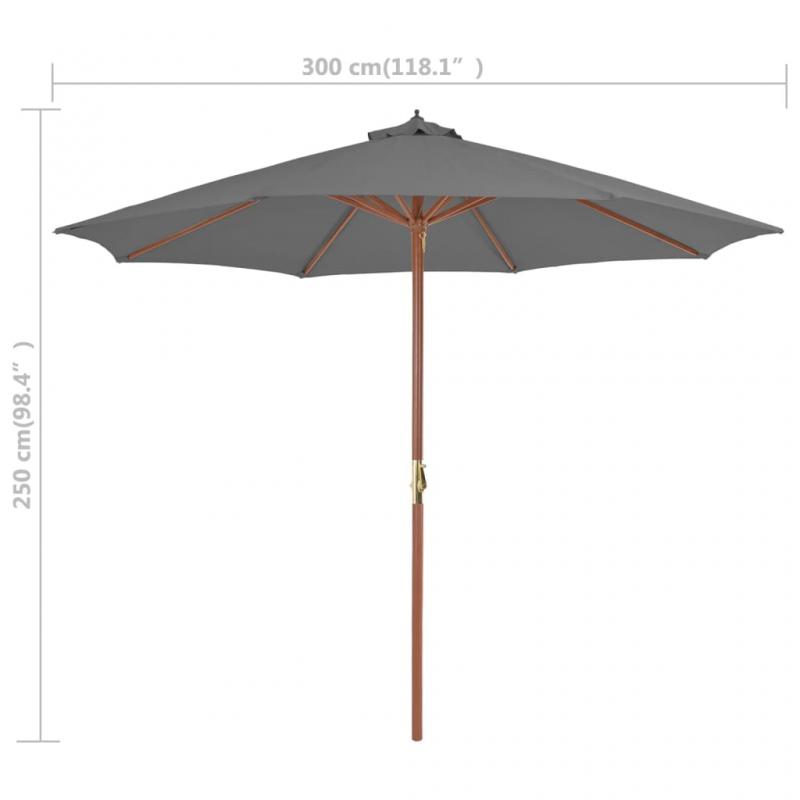 1 VidaXL Parasoll med trstng 300 cm antracit