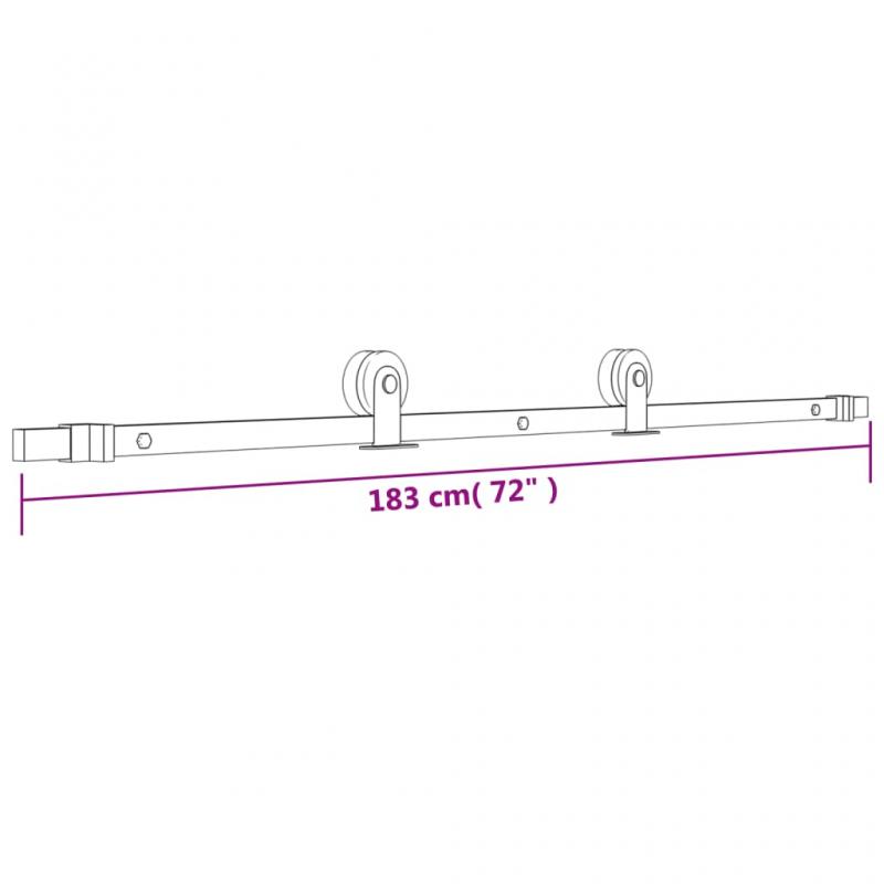 1 VidaXL Skjutdrr med beslag 070x210 cm massiv furu svart