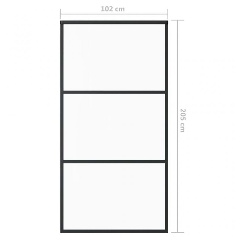 1 VidaXL Skjutdrr ESG-glas och aluminium 102x205 cm svart