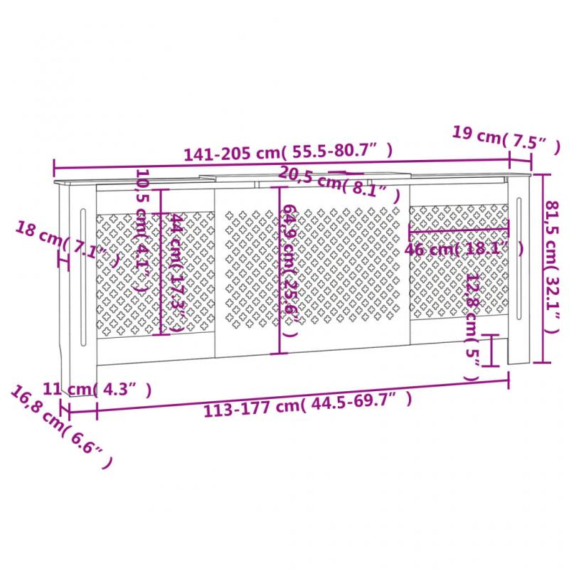 1 VidaXL Elementskydd MDF mnster svart 205 cm