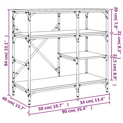 1 VidaXL Hylla/Avlastningsbord svart 90x40x84 cm konstruerat tr och metall