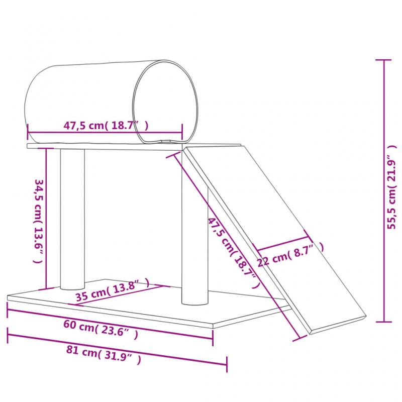 1 VidaXL Kattmbel Klspelare med tunnel och stege mrkgr 55,5 cm