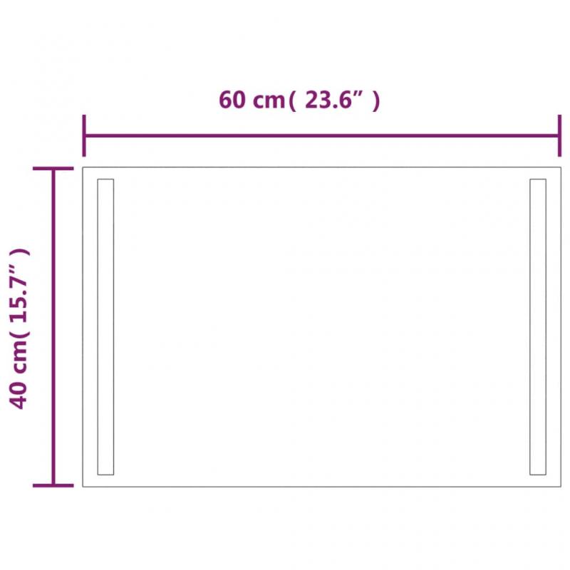 1 VidaXL Badrumsspegel LED rektangulr 40x60 cm