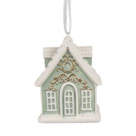 1 Clayre Eef Julgranspynt 2-pack Pepparkakshus 6x4x8 cm Grön