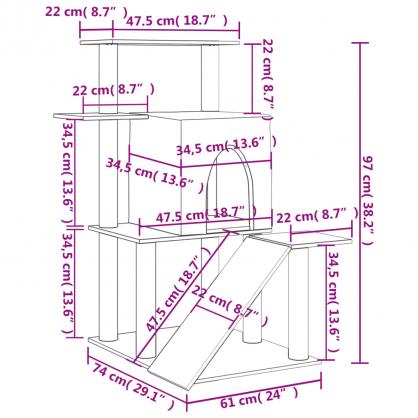 1 VidaXL Kattmbel Klstrd med sisalpelare grddvit 97 cm