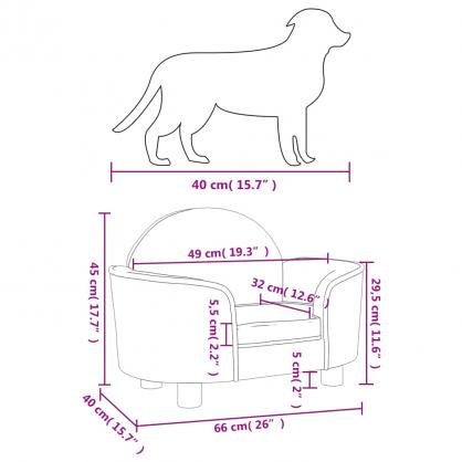 1 VidaXL Hundsng Hundbdd ljusgr 66x40x45 cm sammet