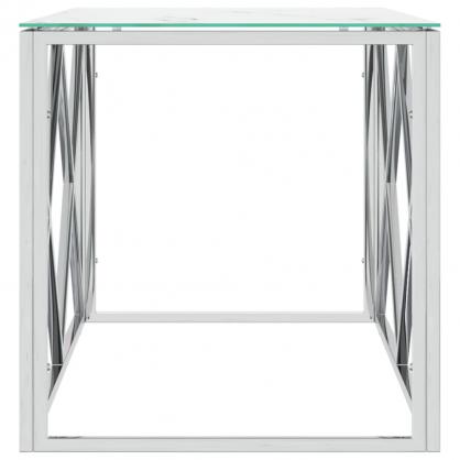 1 VidaXL Soffbord rostfritt stl silver och hrdad glas 110x45x45 cm