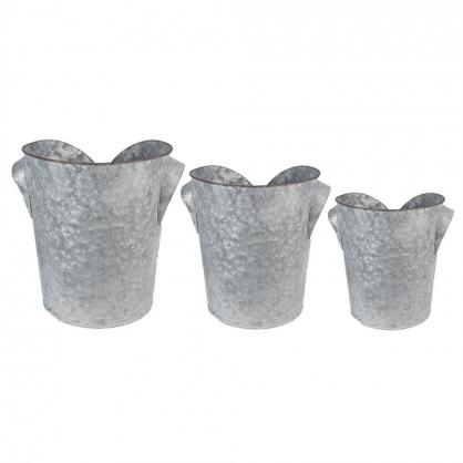 1 Clayre Eef Utomhus Blomstllning Vxthllare 3-pack  25x28 Cm Gr Metallplanterare