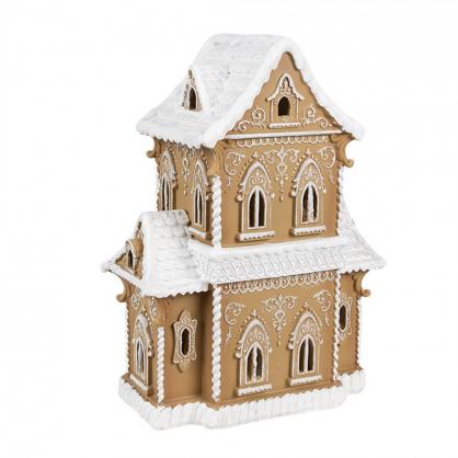 1 Clayre Eef Pepparkakshus med LED Belysning 28x21x37 cm Brun