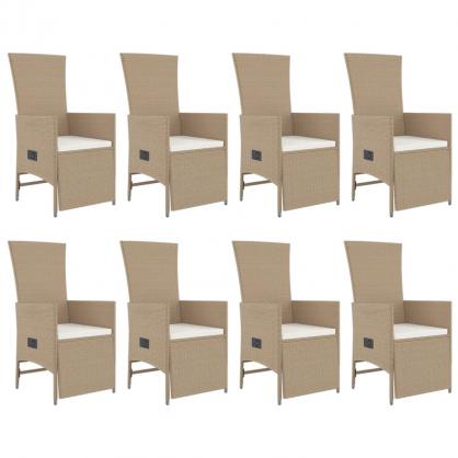 1 VidaXL Matgrupp fr trdgrden med dynor 9 delar beige konstrotting