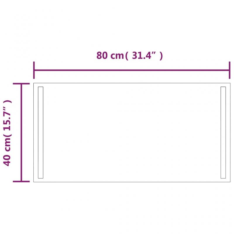 1 VidaXL Badrumsspegel LED rektangulr 80x40 cm