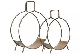 1 A Lot decoration Vedställ 2-pack Rund Antik Champagne