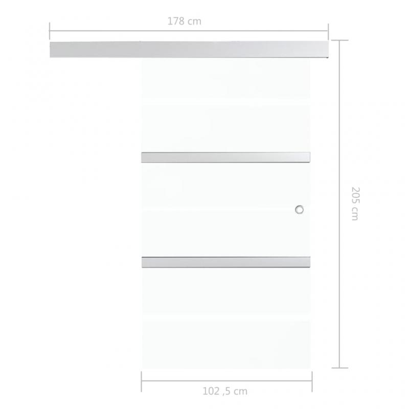 1 VidaXL Skjutdrr ESG-glas och aluminium 102,5x205 cm silver