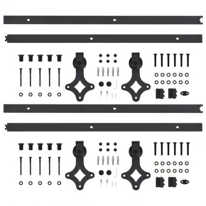 1 VidaXL Skjutdrrsbeslag 2 st 200 cm stl svart