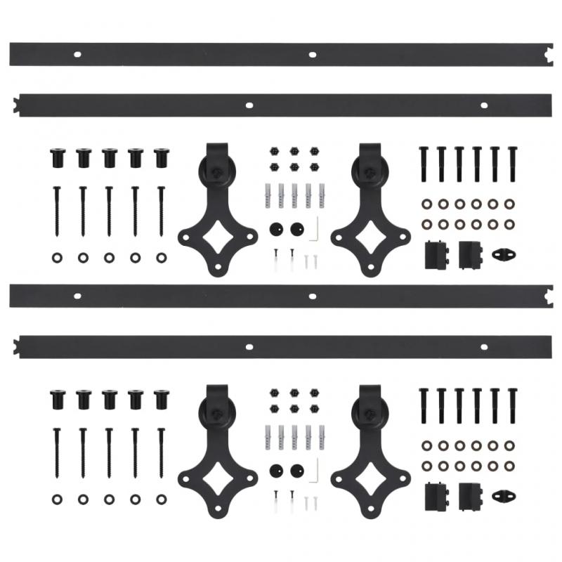 1 VidaXL Skjutdrrsbeslag 2 st 200 cm stl svart