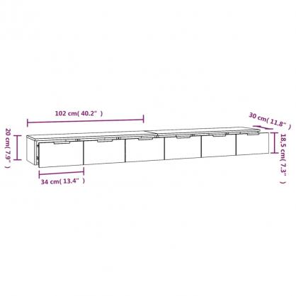 1 VidaXL Vggskp 102x30x20 cm vit hgglans konstruerat tr 2 st