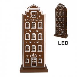 1 Clayre Eef Juldekoration Pepparkakshus LED XL 75 cm Brunt Järn