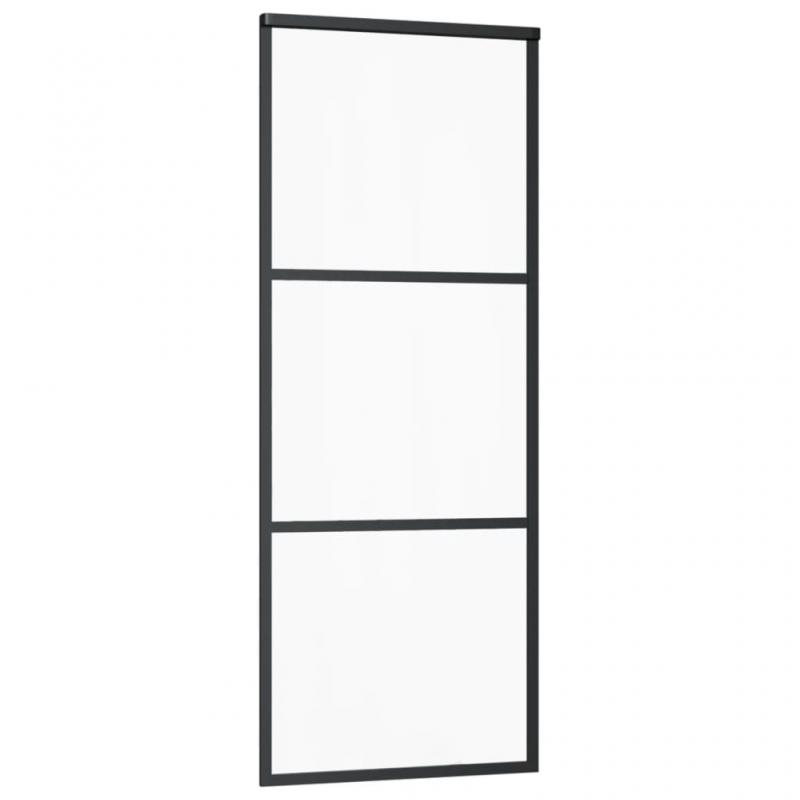 1 VidaXL Skjutdrr ESG-glas och aluminium 76x205 cm svart