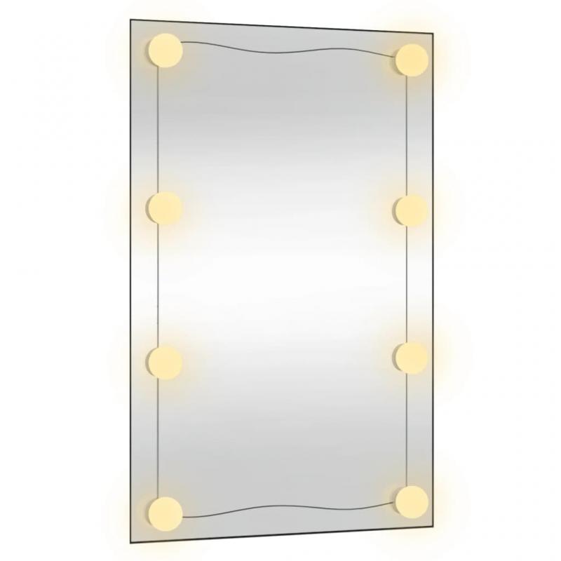 1 VidaXL Vggspegel med LED-belysning 40x60 cm glas rektangulr