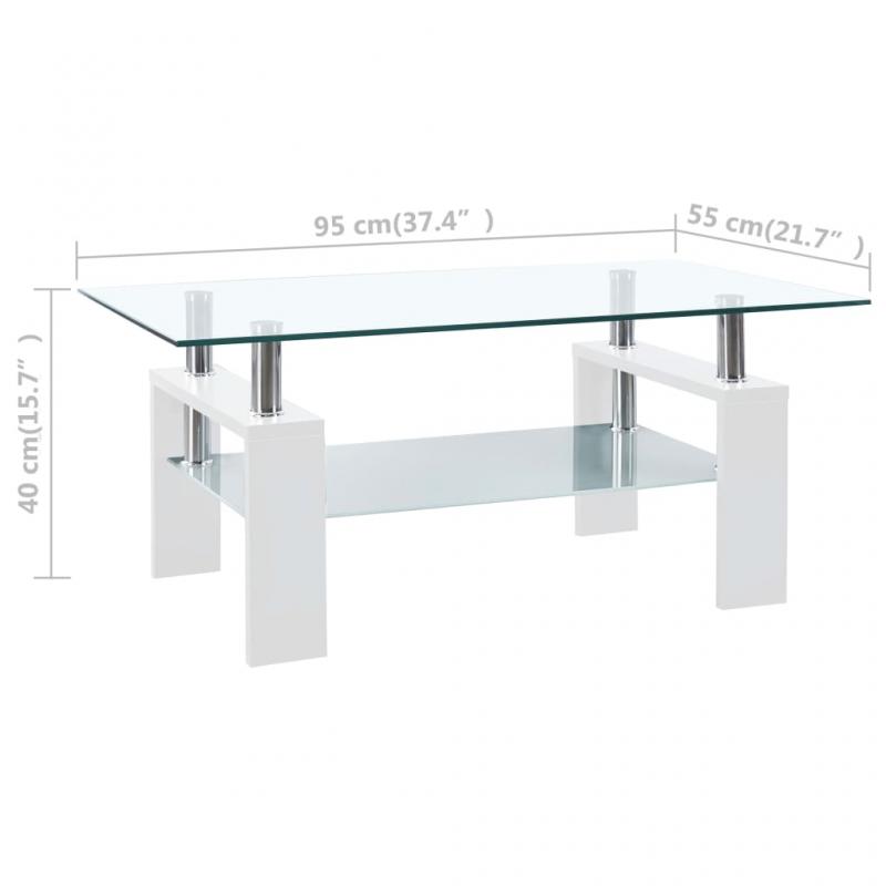 1 VidaXL Soffbord 95x55x40 cm vit och transparent hrdat glas