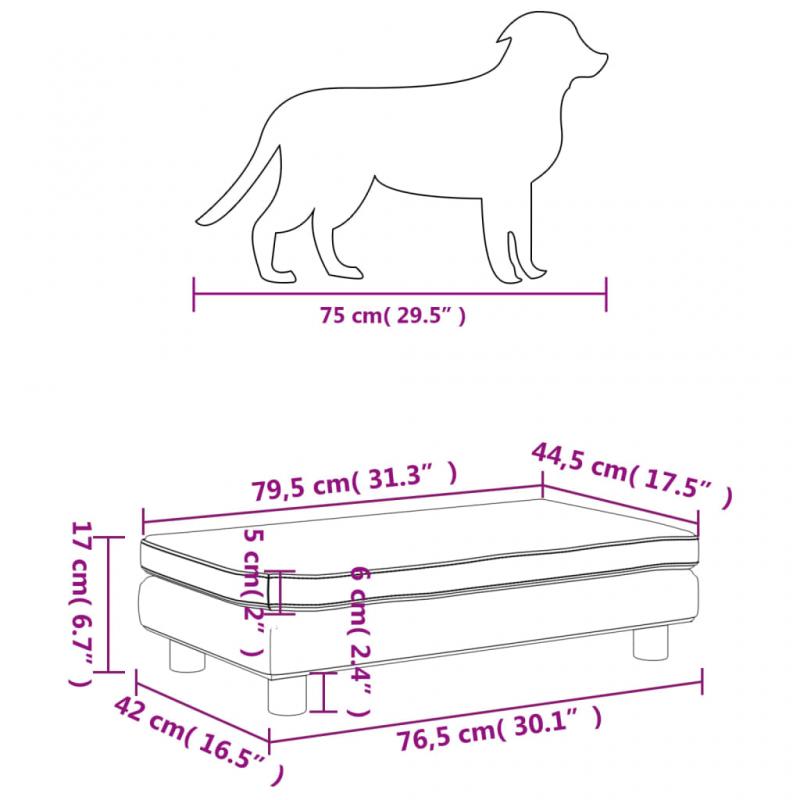 1 VidaXL Hundsng Hundbdd med frlngning ljusgr 100x50x30 cm sammet