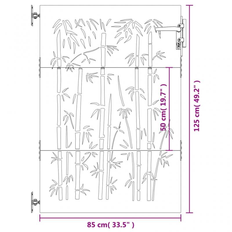 1 VidaXL Trdgrdsgrind rosttrgt stl bambudesign 85x125 cm