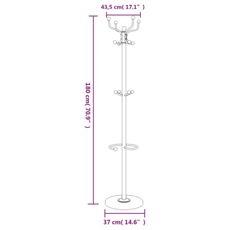 1 VidaXL Kldstllning med paraplystll vit 180 cm pulverlackerat jrn