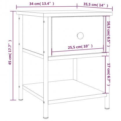 1 VidaXL Sngbord 34x35,5x45 cm gr sonoma 2 st