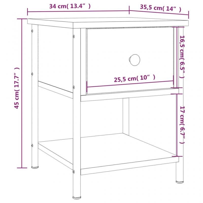 1 VidaXL Sngbord 34x35,5x45 cm gr sonoma 2 st