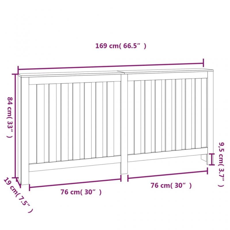 1 VidaXL Elementskydd massiv furu vertikala ribbor natur 169x19x84 cm