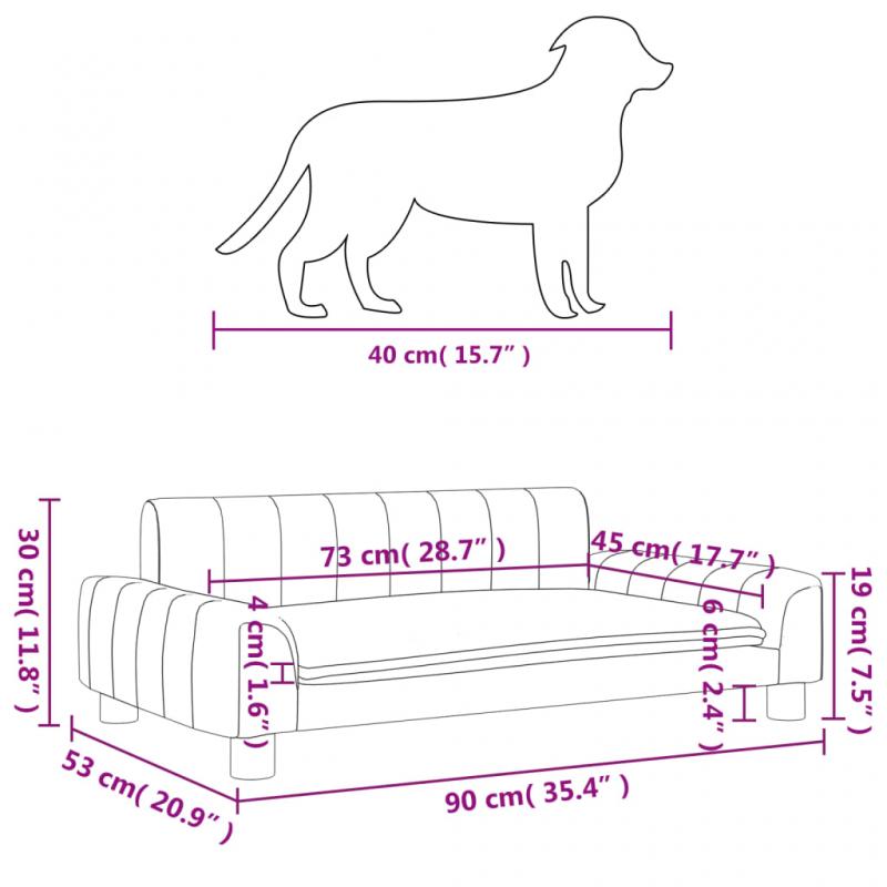 1 VidaXL Hundsng Hundbdd svart 90x53x30 cm tyg