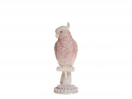 1 Chic Antique Dekoration Figur Fågel Papegoja på fot rosa H28/L10/W11.5 cm