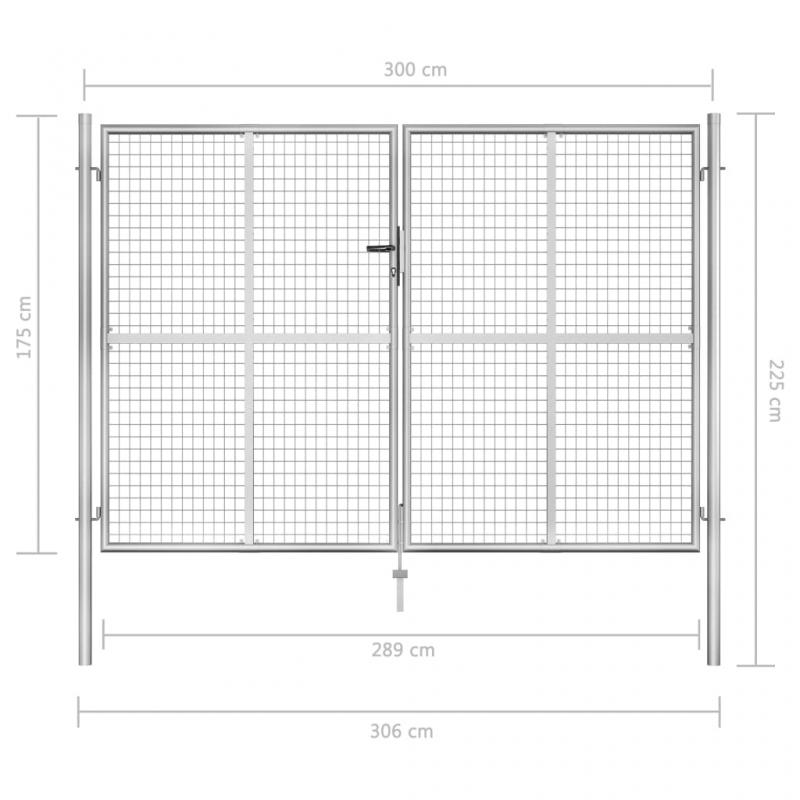 1 VidaXL Trdgrdsgrind galvaniserat stl silver 306x225 cm