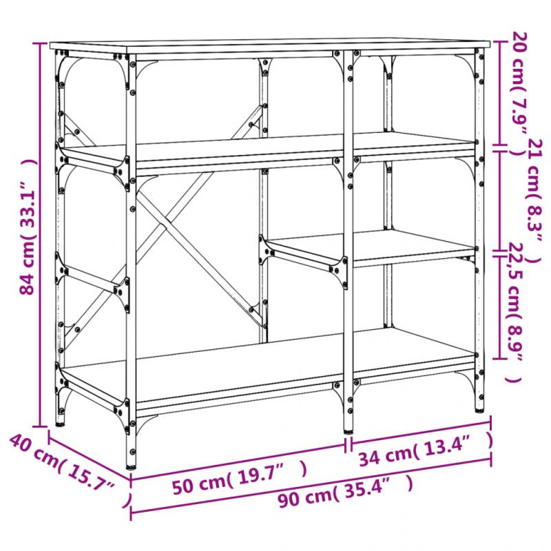 1 VidaXL Hylla/Avlastningsbord gr 90x40x84 cm konstruerat tr och metall