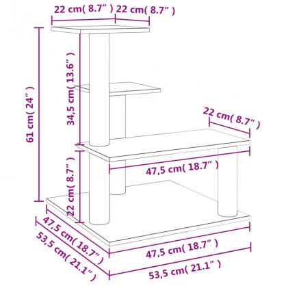 1 VidaXL Kattmbel Klstrd med sisalpelare mrkgr 61 cm