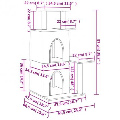 1 VidaXL Kattmbel Klstrd med sisalpelare mrkgr 97 cm