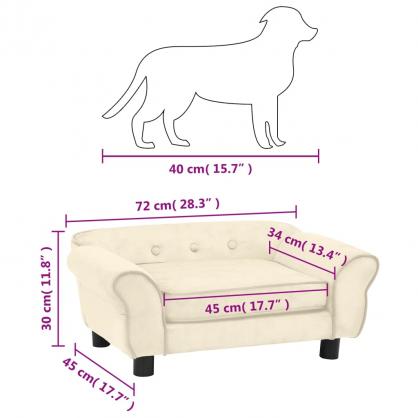 1 VidaXL Hundsng Hundsoffa naturvit 72x45x30 cm plysch