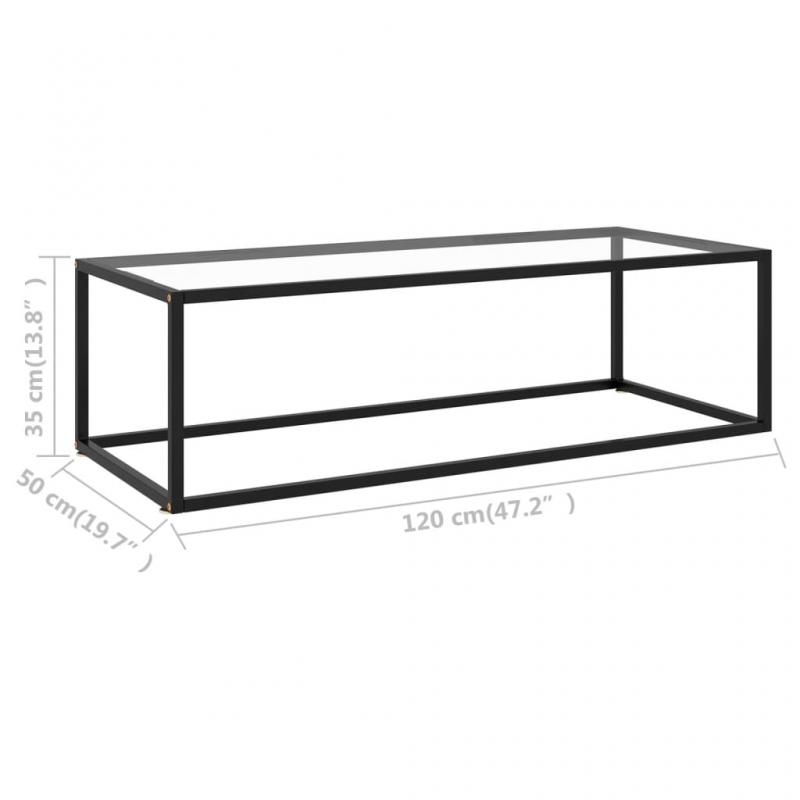 1 VidaXL Soffbord hrdat glas svart 120x50x35 cm