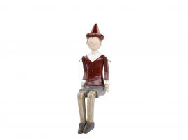 1 Chic Antique Dekoration Figur Pinocchio H20/L6,5/B10 cm antik vinröd