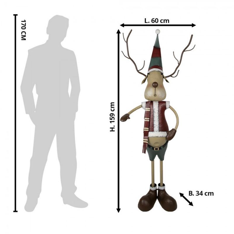 1 Clayre Eef Juldekoration Ren 60x34x159 Cm Rd Jrn