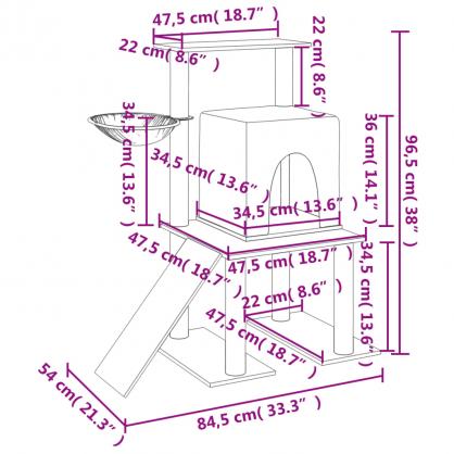 1 VidaXL Kattmbel Klstrd med sisalpelare mrkgr 96,5 cm