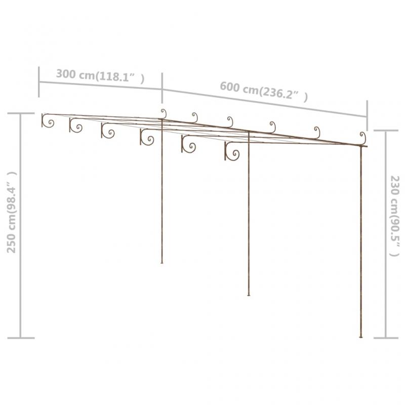 1 VidaXL Pergola antikbrun 6x3x2,5 m jrn