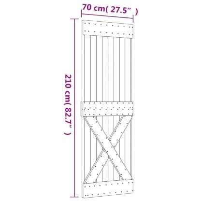 1 VidaXL Skjutdrr med beslag 070x210 cm massiv furu svart