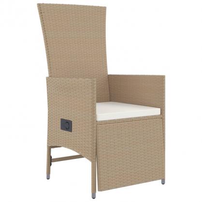 1 VidaXL Matgrupp fr trdgrden med dynor 9 delar beige konstrotting