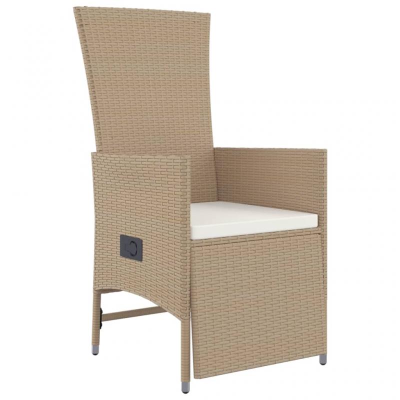 1 VidaXL Matgrupp fr trdgrden med dynor 9 delar beige konstrotting