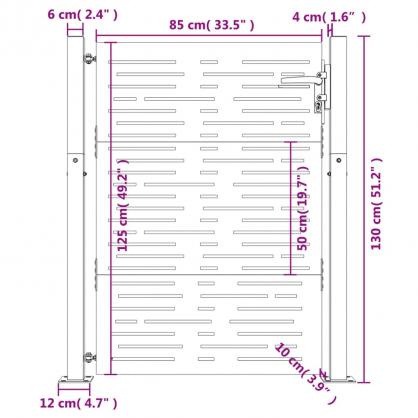 1 VidaXL Trdgrdsgrind rosttrgt stl fyrkantig design 105x130 cm