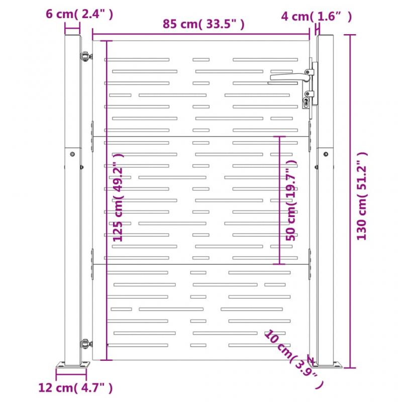 1 VidaXL Trdgrdsgrind rosttrgt stl fyrkantig design 105x130 cm